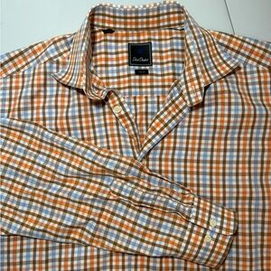 David Donahue 17.5 34/35 Men’s Plaid/Check Long Sleeve Button Up Collared Shirt